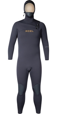 2026 Xcel Mens Comp + 5/4mm Hooded Chest Zip Wetsuit MN54CPH4 - Black